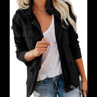 Primavera otoño chaquetas de mujer casual stand collares chaqueta abrigos señoras - details 5