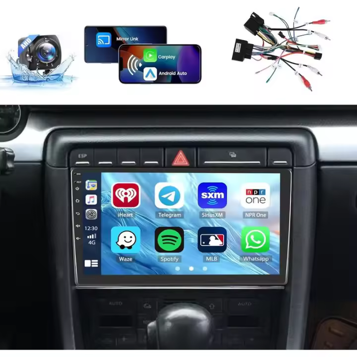 Radio A4 S4 RS4 2002-2008: [2G+64G] Estéreo de coche de 9 pulgadas Carplay inalámbrico Auto, actualización de pantalla táctil para Audi con GPS FM RDS DSP - 1