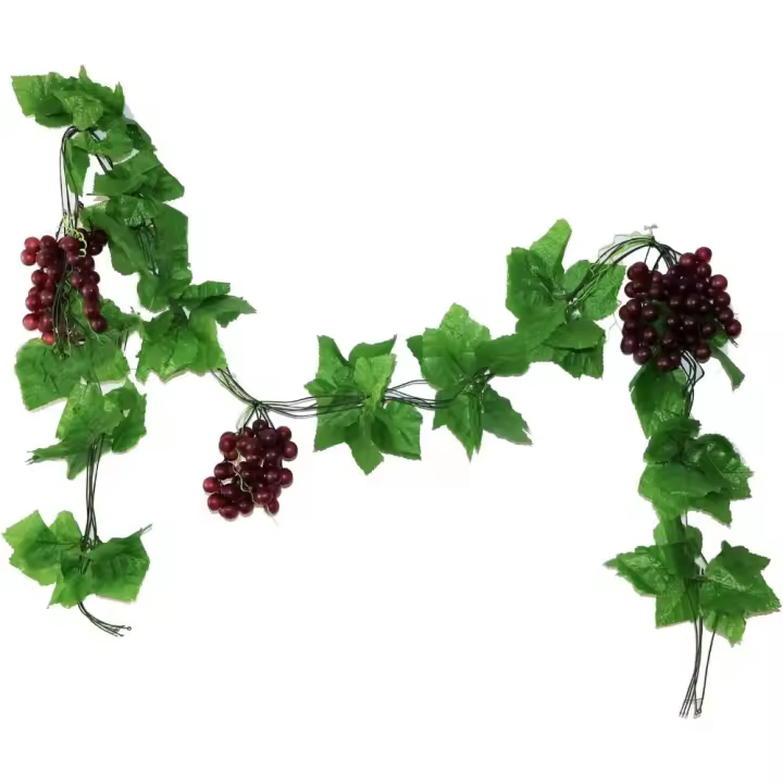 Decoración de Frutas Artificiales UVA Plátanos de Plástico con Hojas 3 Juegos de Brochetas de UVA - 1