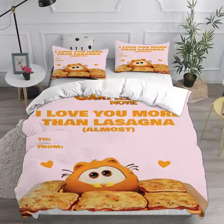 Juego de Ropa de Cama de Dibujos Animados 3D Garfield Funda de Edredón, Fundas de Almohadas para Niños y Niñas Regalo Perfecto de Navidad - 1