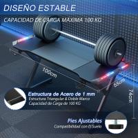 Mesa de Juegos LED Ergonómica 120 cm × 60 cm Fibra de Carbono Ratón, Auriculares, Soporte Negro - details 8