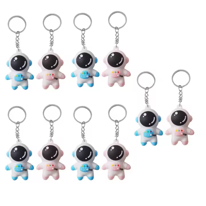 Llavero de Astronauta de Dibujos Animados Flexible de Pegamento Adorno de Cartera de Estudiante Lindo 10pcs Accesorio de Juguete para Regalo de Niño - 1