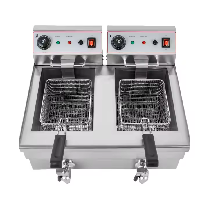 Freidora eléctrica de aceite, freidora profunda, freidora con protección contra sobrecalentamiento, 10 l x 2, 6000 W - 1