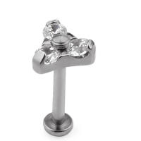 1Pc G23 titanium de la Piedra del zircon de triángulo labret stud helix cartílago de la oreja pendientes labio anillo bar joyería piercing del cuerpo - details 8