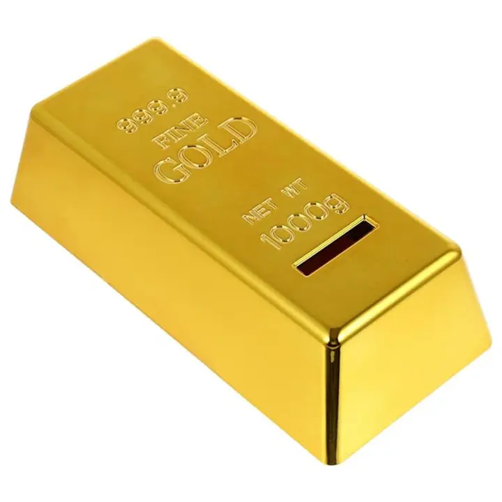 Hucha, caja de dinero, banco de plástico, barra de oro, caja de dinero de ladrillo, caja para regalos de cumpleaños, decoración del hogar - 1