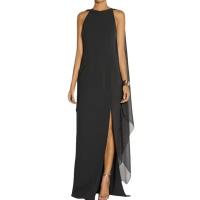 Para mujer Vestido largo con abertura y manga tipo capa de gasa, Top de Color sólido de verano para mujer - details 0