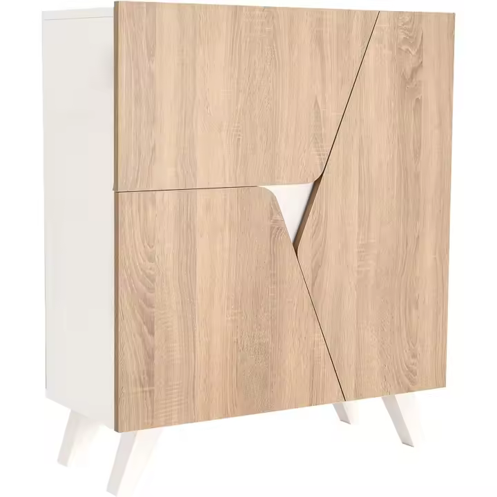 Roble y Blanco 80 x 94 x 34 cm - Mueble recibidor, aparadores para salón, aparador entrada recibidor - 1