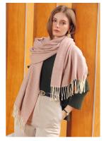 Bufanda de color liso Bufanda nueva a rayas claras onduladas Bufanda monocromática de longitud media para mujer - details 1