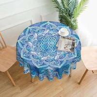 Mantel circular mandala, flor de loto de la vida, impermeable, resistente al aceite, 60 pulgadas, forma geométrica sagrada - details 82
