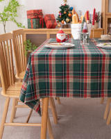 Mantel de Mesa de Cuadros a Cuadros con Borla Cubierta de Mesa sin Arrugas Lavable para Navidad, Fiestas y Año Nuevo - details 1