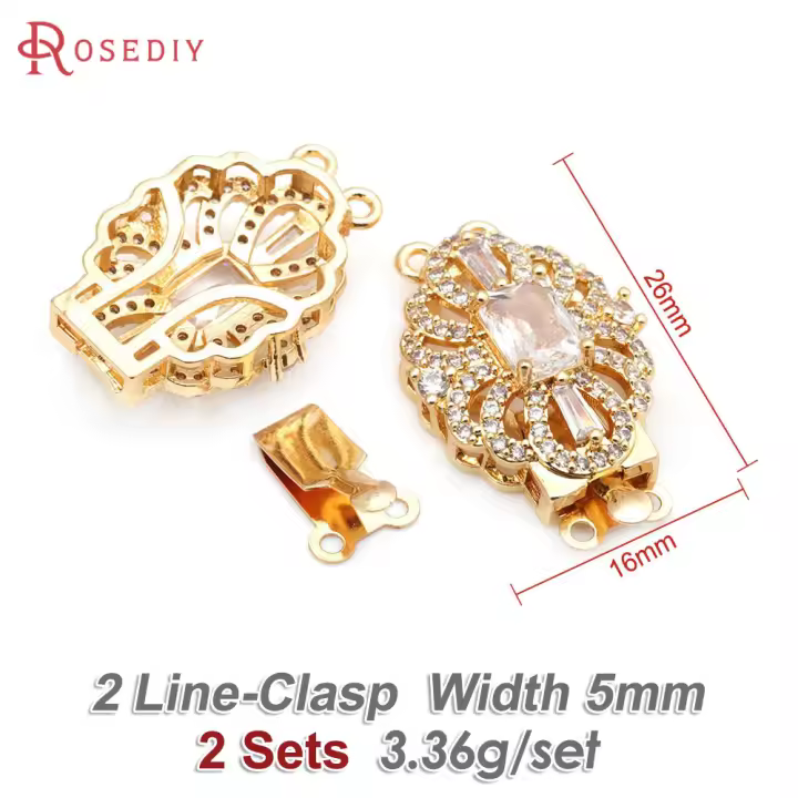 2 juegos de collares de 2 líneas de latón y circonita de Color dorado de 18K, cierres de conexión, accesorios de suministros para fabricación de joyas Diy de alta calidad - 1