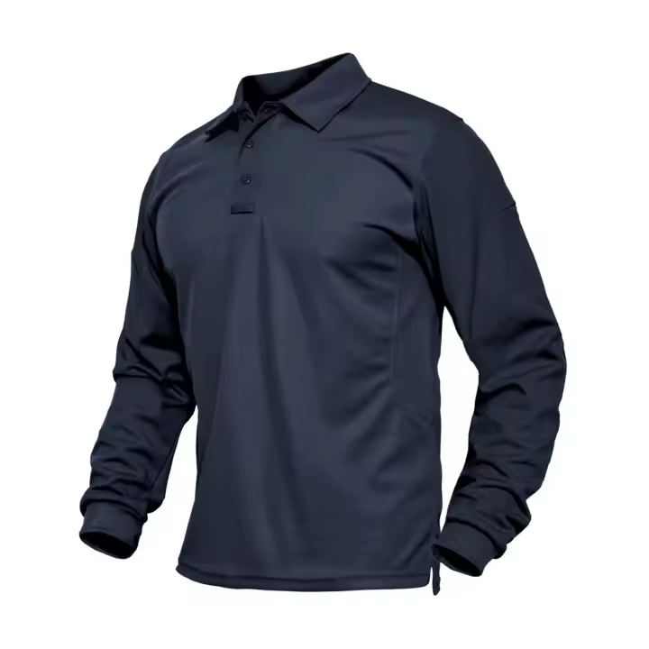 MAGCOMSEN Polo de manga larga azul marino para hombre Camisa de golf de secado rápido - 1