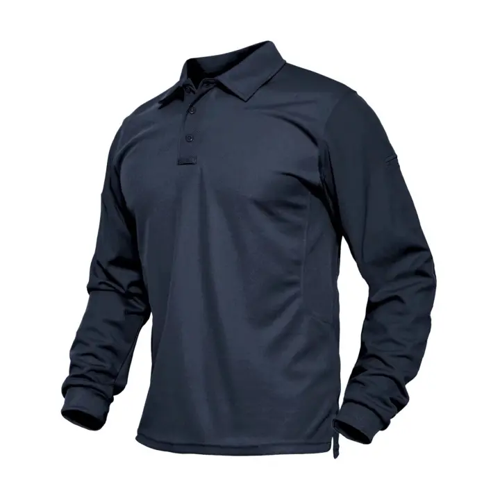 MAGCOMSEN Polo de manga larga azul marino para hombre Camisa de golf de secado rápido - 1