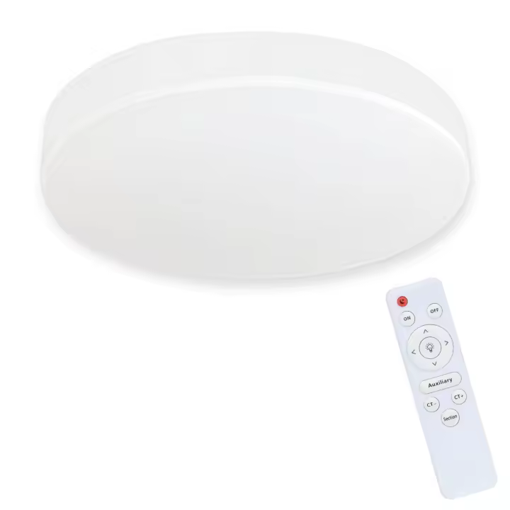 CBJKTX Luz de techo LED de 38 cm regulable con control remoto Lámpara de techo de tela moderna redonda blanca para sala de estar dormitorio - 1