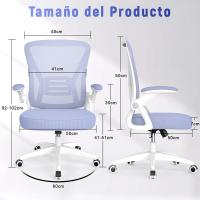 Silla de Oficina Ergonómica Ajustable Respirable, Ajustable, Giratoria de 360°, Reposabrazos Abatibles de 90°, Soporte Lumbar - details 43