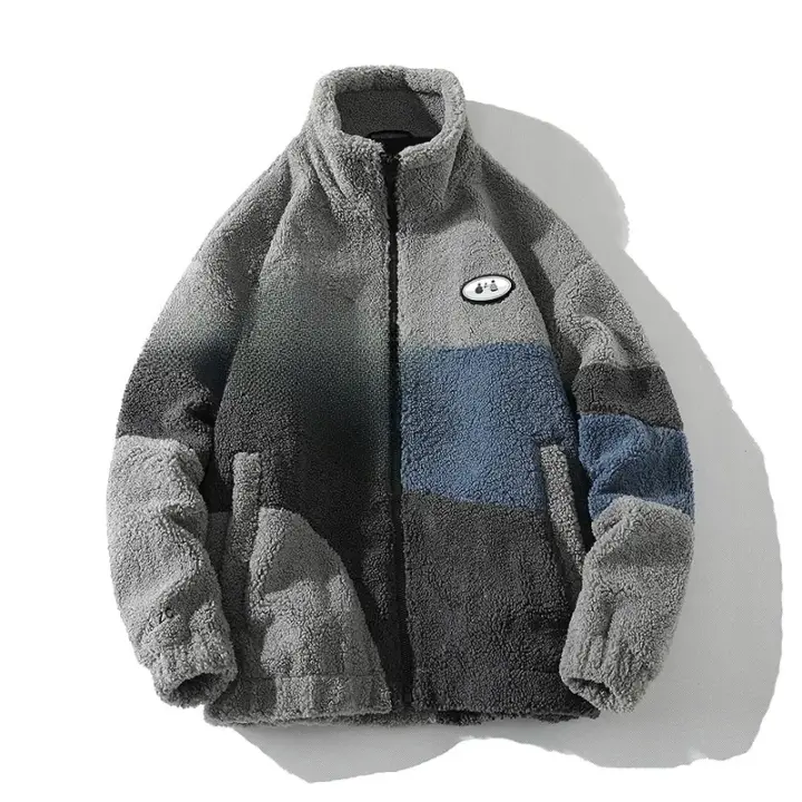 Otoño Invierno nueva pareja de hombres y mujeres de moda cuello alto bloque de color chaqueta cálida suelta fábrica - 1