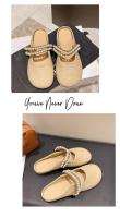 Zapatillas de mujer suaves Primavera-Otoño Baotou Punto de cabeza redondo Muller Perla - details 10