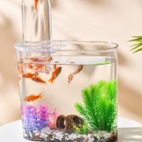 Pantalla clara, tanque de peces de presión negativa, plástico, ahorro de espacio, pequeño tanque de peces dorados, pecera inastillable, decoración de oficina - details 3