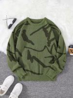 Nuevo Popular primavera otoño Graffiti Jacquard patrón suéter Casual cuello redondo contraste Color tejido jersey de los hombres - details 16