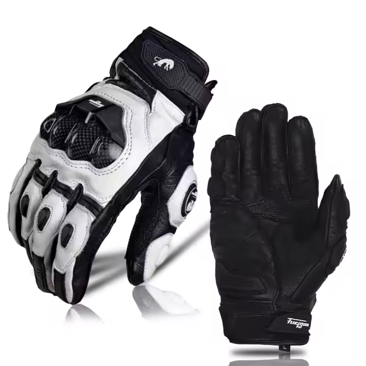 Guantes de moto AFS 6 de fibra de carbono, protección contra caídas, de cuero, transpirables, para montar - 1