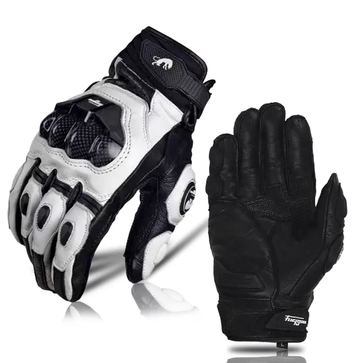 Guantes de moto AFS 6 de fibra de carbono, protección contra caídas, de cuero, transpirables, para montar - 1