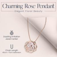 Collar con colgante de flor rosa en cristal dorado para mujeres y niñas, joyería para vestido de novia - details 3