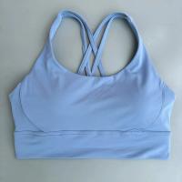 Sujetador deportivo cruzado de Color sólido para mujer, Top ajustado suave de alta resistencia, ropa interior de entrenamiento integral para gimnasio y Yoga con almohadilla para el pecho - details 18