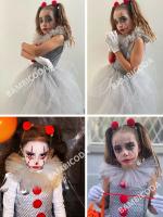 Vestido de Joker gris elegante, vestido, payaso espeluznante, ropa de Cosplay para fiesta de Carnaval para niños, disfraz de Halloween para niñas - details 1