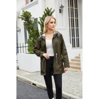 Camiseta impermeable con capucha a rayas de manga larga para mujer, longitud media - details 70