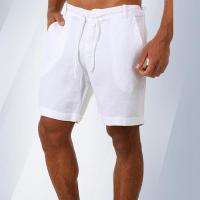 Pantalones cortos de lino para hombre, pantalones cortos de playa de algodón, pantalones cortos sueltos sólidos de moda de verano para hombre - details 8