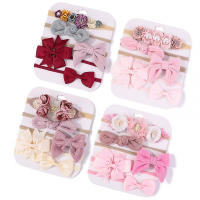 Set De 5 Diademas Elásticos Con Lazo Para Bebé Niña Algodón Nylon Decorativos Con Flores Bonitos Accesorios Para Cabello Para Niñas - details 0