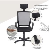 Silla de Oficina ergonómica de Piel sintética Negra, con Ruedas giratorias, reposabrazos, Altura Regulable, de Acero y Espuma Blanda, fácil de Montar y desplazar, 56x48x95 cm - details 12