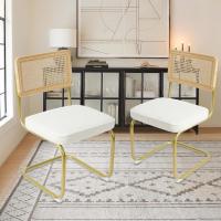 Pack de 2 Comedor Tapizadas, Sillas de Cocina Modernas con Patas de Metal, Gran Estabilidad y Capacidad de Carga, Blanco, Ratán, Vellón, Espuma - details 24