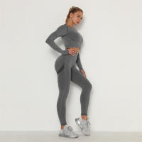 conjunto de yoga para mujer sin costuras ropa deportiva de gimnasio con manga larga sujetador de alto cinturón leggings de gimnasio traje deportivo - details 89