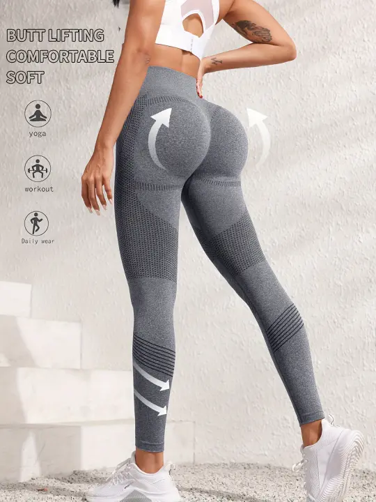 Mallas de yoga de cintura alta con realce de glúteos, compresión, elásticas, que absorben la humedad, transpirables, ideales para yoga, entrenamiento, correr y gimnasio - Ropa deportiva para mujer. - 1