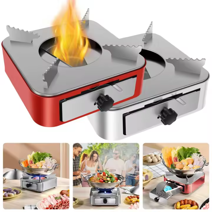 Mini Estufa de Maple inoxidable, camping desmontable with Potencia de Fuego ajustable, cocina Para senderismo al Aire Libre, Estufa de Alcohol - 1