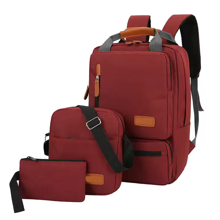 Conjunto de mochila de 3 piezas para hombre y mujer, bolso de hombro para ordenador portátil, bolsillo pequeño para viaje, escuela - 1