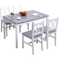 Juego de comedor para 4 personas, mesa de comedor con 4 sillas, juego de mesa de cocina de madera, mesa de comedor y sillas, juego de muebles de ahorro de espacio para cocina y sala - details 3