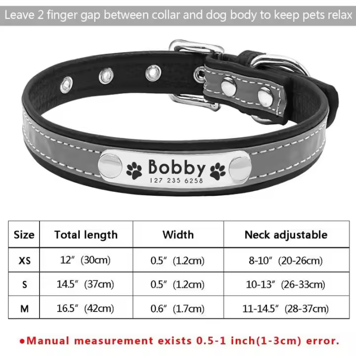 Perro personalizado Cuero PU, Collar de Perro personalizado, Collares mascotas grabado Free para Perros Pequeños, medianos - 1