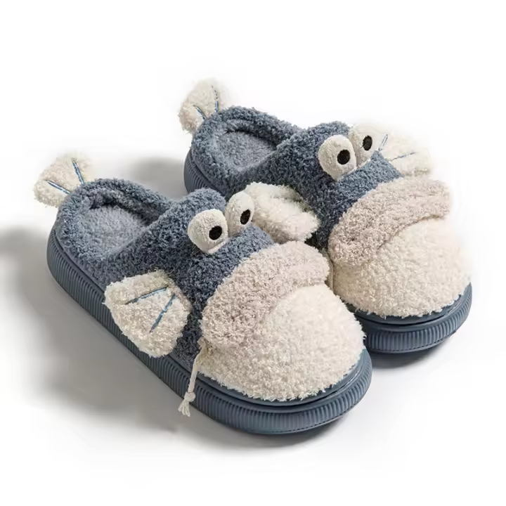 Zapatillas de algodón de dibujos animados de fondo grueso de felpa confinamiento zapatillas interior caliente pareja - 1