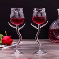 Copa de cristal con cola de champán, copa de vino con chispa para fiesta de San Valentín, rosa 3D, altura estilo Ins - details 10