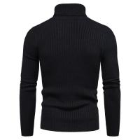 Suéter de cuello alto para hombre, suéter de punto ajustado, camisa de fondo, cálido, Color sólido, moda de otoño e invierno - details 11
