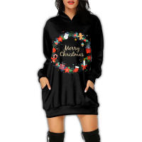 Vestido con Capucha de Manga Larga Estilo Casual para Mujeres Vestido Impreso para Fiesta de Navidad y Año Nuevo - details 19