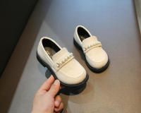 Zapatos de cuero para niñas, mocasines negros sin cordones, planos, perlas de estilo británico, para fiesta escolar, boda, novedad - details 8