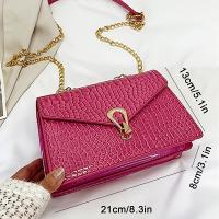 Bolso cruzado de moda para mujer con diseño de serpiente roja y rosa, estilo simple y maduro, ideal para el transporte diario y fiestas de vacaciones. - details 4