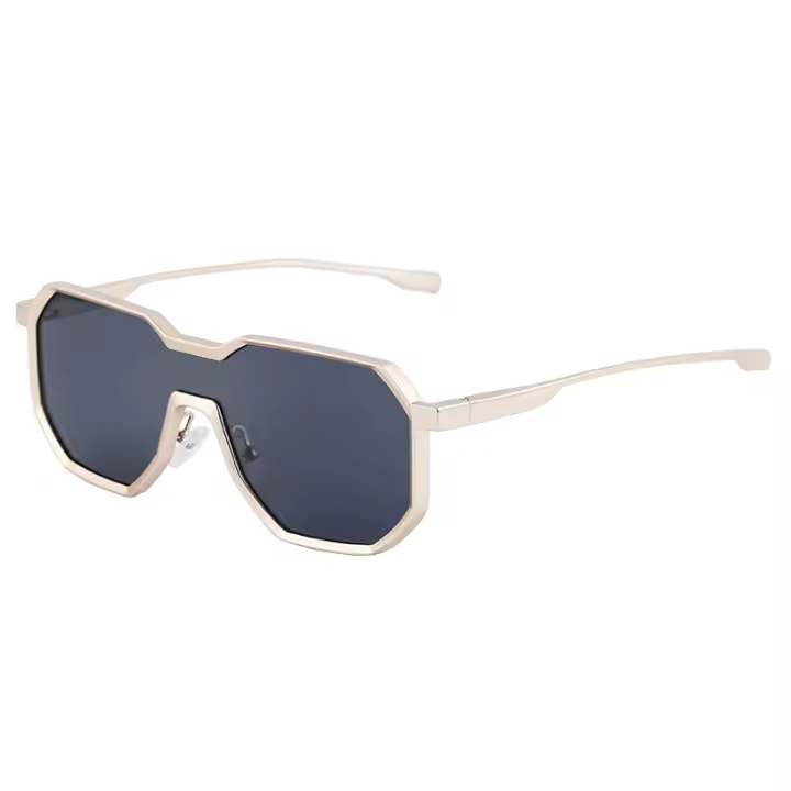 Nuevas gafas de sol de una pieza estilo punk, gafas de sol poligonales de moda para hombres con montura grande, gafas - 1