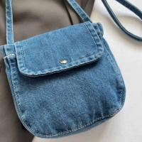 Bolso de lona vaquero informal Y2K, bolso Vintage de gran capacidad estilo callejero, bolso de compras, bolso cruzado sólido de Color sólido para mujeres y hombres - details 13