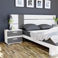 Cabezal de Cama para Pareja Doble, Modelo Led, Acabado en Blanco y Grafito, Medidas 260 cm x 60 cm x 3 cm - details 4