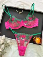 Conjunto de sujetador de encaje Floral, lencería elegante, ropa interior de lujo bien llamativa, conjuntos exóticos de encaje fino de Hada erótica Sexy, sujetador transparente - details 8