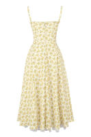 Vestido midi de satén con tirantes finos para mujer, abertura frontal, ahuecado, con bolsillos - details 45